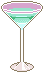 A minty cocktail known as a grasshopper served in a martini glass.